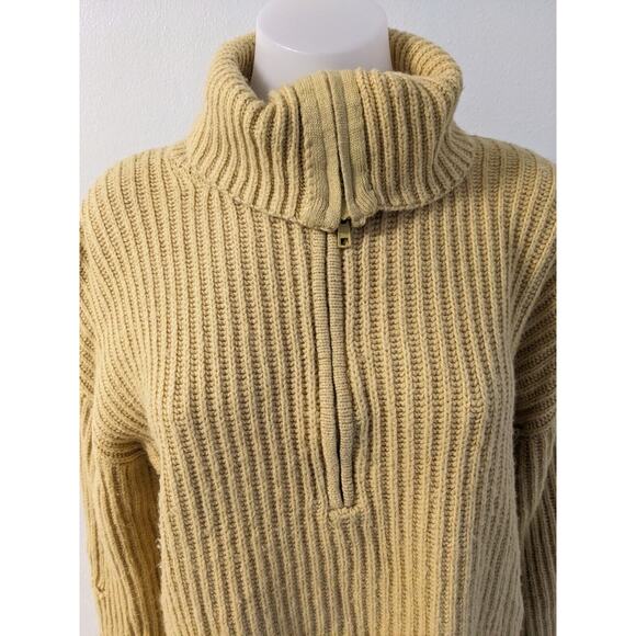 Sweet Baby Jamie Small Rib Half Zip Sweater Yellow Wool Nylon Blend Long Sleeves - Picture 4 of 11